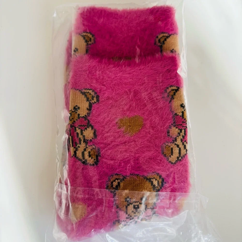 NWT SOCK candy Fuzzy Teddy Bear Socks